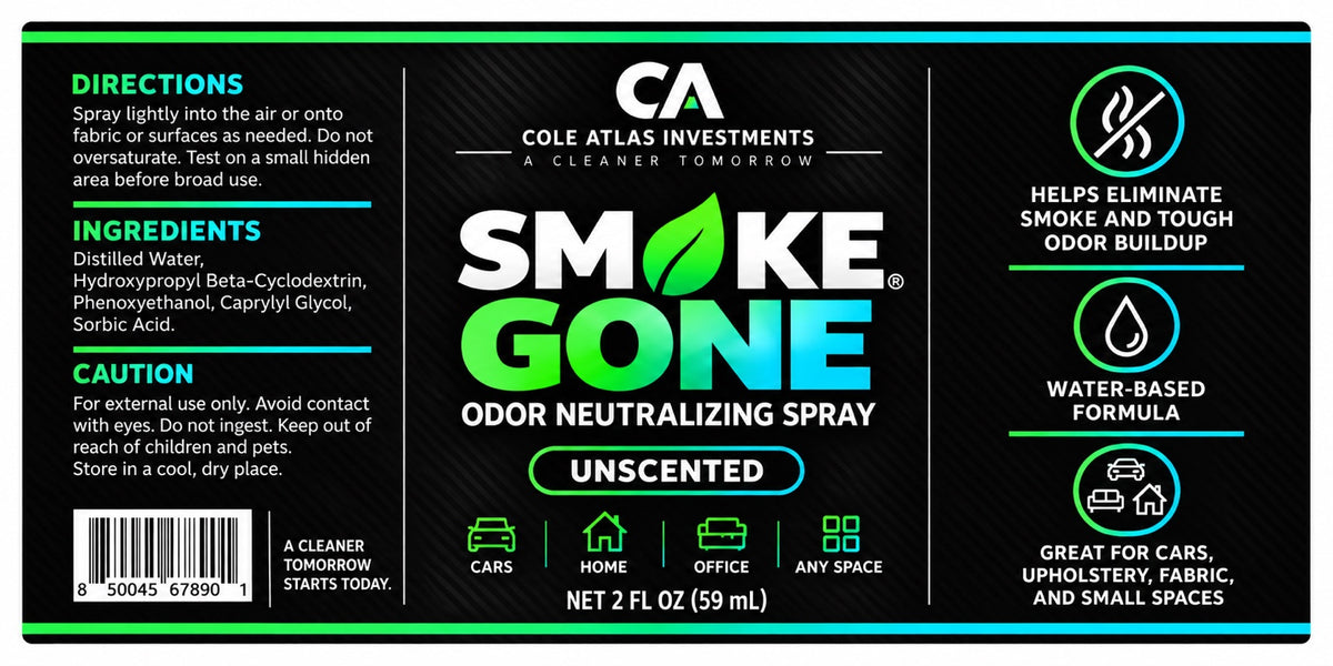 Smoke Gone label with directions and ingredients